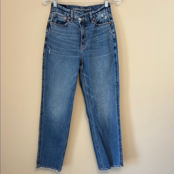 American Eagle Outfitters Curvy 90s Straight Women's Blue Jeans size 4 - Picture 1 of 7